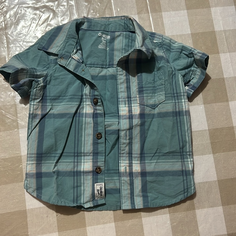 OshKosh B'gosh Blue and Green Plaid Shirt